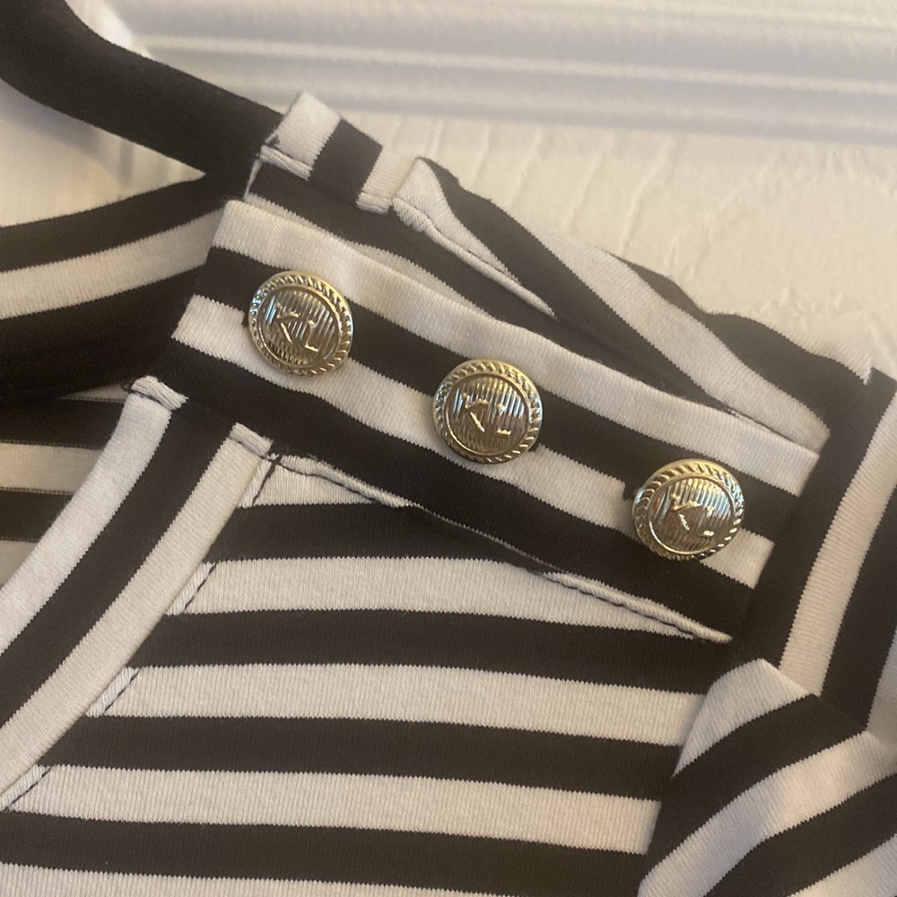 Karl Lagerfeld Striped Mini Dress in Black and White - Picture 4 of 5